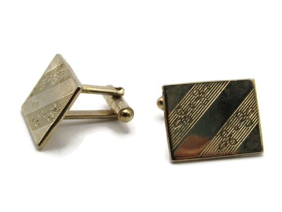 Diagonal Lines & Motif Cuff Links Men's Jewelry G… - image 1