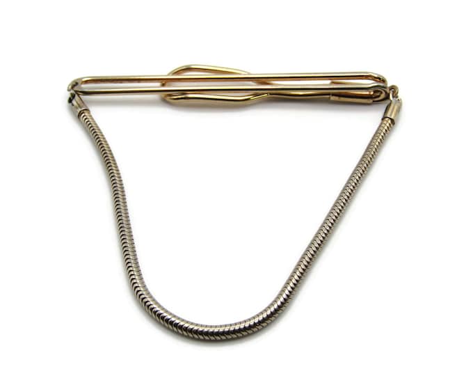Open Body Tie Chain Snake Chain Gold Tone Modernist Steampunk Style Tie Bar Tie Clip Men's Jewelry