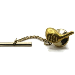 Golf Club Tie Pin And Chain Men&#39;s Jewelry Gold Tone