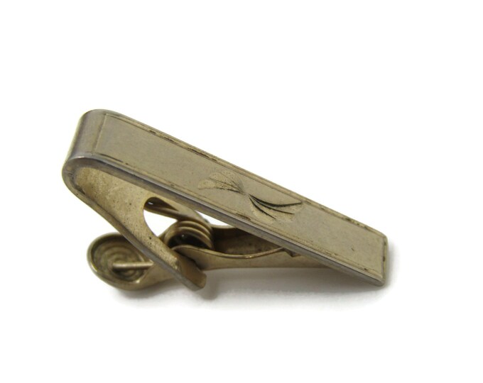 Swirl Center Tie Clip Bar Gold Tone Vintage Men's Jewelry Nice Design