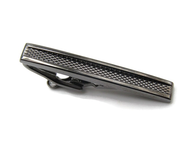Textured Inset Smooth Edged Classic Design Retro Silver Tone Tie Clip Tie Bar Men's Jewelry