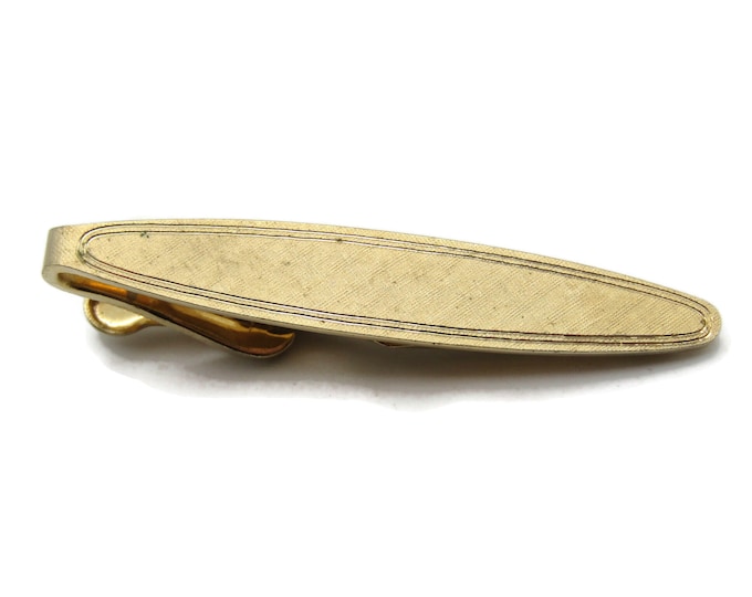 Rounded Edge Brushed Finish Industrial Design Tie Bar Gold Tone Tie Clip Men's Jewelry