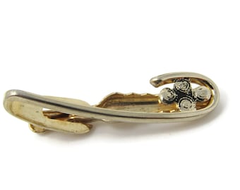 Vintage Gold Tone Curl Hook Tie Clip