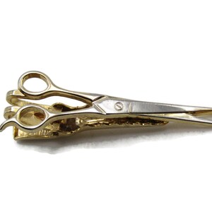 Scissors Tie Clip Modernist Tie Bar Men&#39;s Jewelry Gold Tone