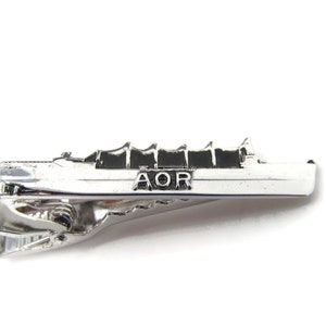 AOR Military Ship Replenishment Oiler Tie Clip Tie Bar: Vintage Silver Tone - Stand Out from the Crowd with Class