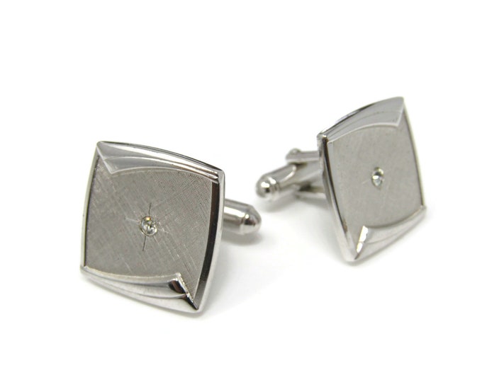 Star Jewel Center Men's Cufflinks: Vintage Silver Tone - Stand Out from the Crowd with Class