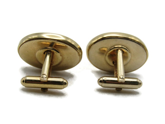 Red Stone Inlay Wave Patterns Cuff Links Gold Ton… - image 3