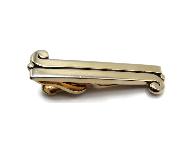 Alternated J Shape Design Classic Style Modernist Gold Tone Style Tie Bar Tie Clip Men's Jewelry