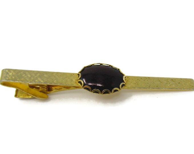 Dark Center Tie Clip Men's Vintage Tie Bar Stunning Design Gold Tone