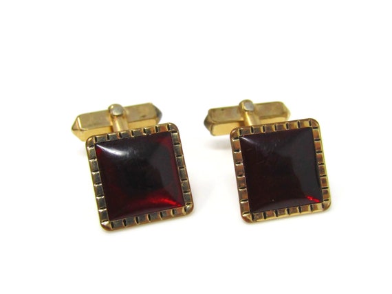 Men's Cufflinks Set Vintage Deep Red High Quality - image 5