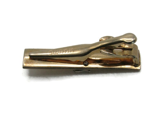 Vintage Gold Tone Tie Clip: Silver Tone "E" Initi… - image 3