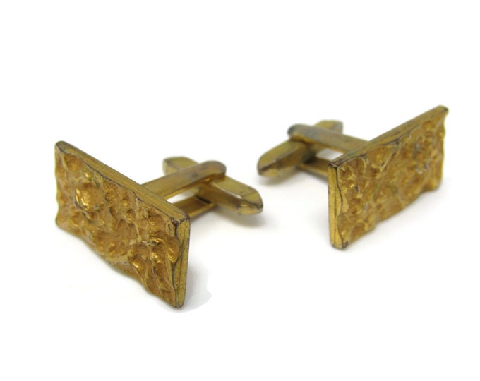 Chunky Textures Cufflinks for Men: Vintage Gold Tone - Stand Out from the Crowd with Class