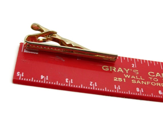 Vintage Gold Tone Tie Bar: Classic Horizontal Lin… - image 4