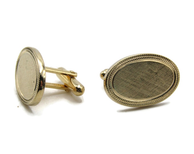 Brushed Finish Oval Cuff Links Men's Jewelry Gold Tone