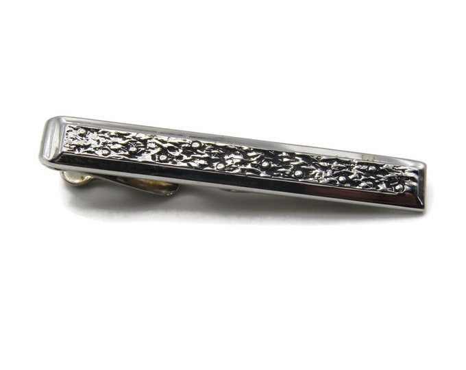 Textured Center Tapered Edge Silver Tone Tie Bar Tie Clip Classic Design Men's Jewelry