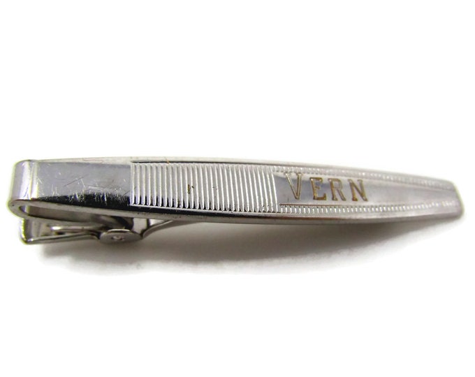 Vintage Tie Clip Tie Bar: VERN Excellent Retro Design