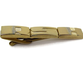 Mens Tie Clip Vintage: RSH Art Deco Style Gold Tone