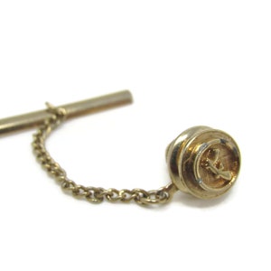 Letter F (Some Wear) Tie Pin Tack Gold Tone Vintage Men&#39;s Jewelry Nice Design