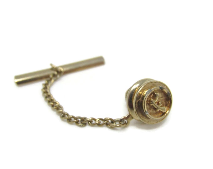 Letter F (Some Wear) Tie Pin Tack Gold Tone Vintage Men's Jewelry Nice Design