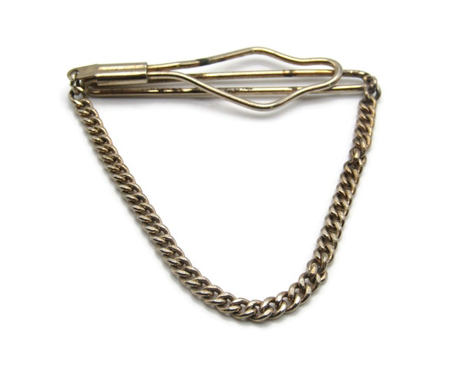 Gold Tone Open Body Tie Chain Vintage Tie Bar Tie Clip Men's Jewelry