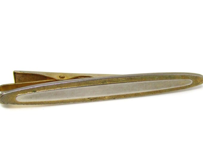 Large Tie Clip Men's Vintage Tie Bar Gold Tone Art Nice Design