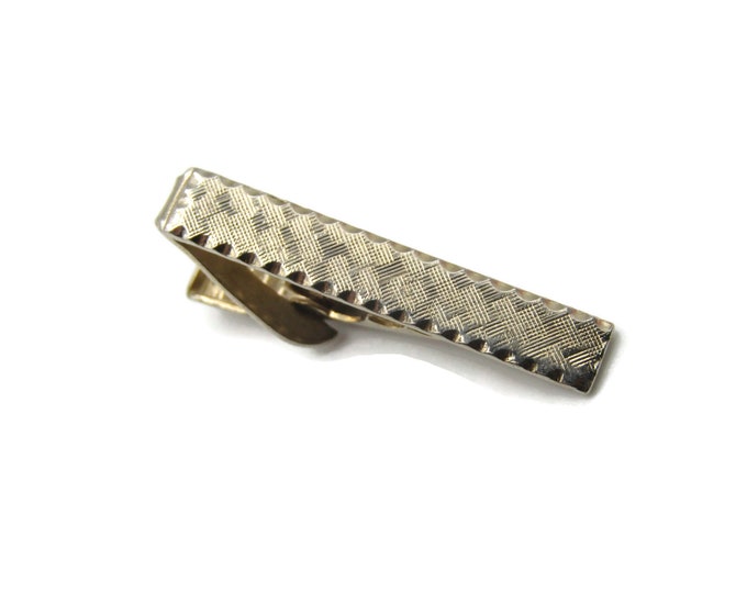 Textured Front & Scalloped Edging Silver Tone Tie Clip Tie Bar Men's Jewelry