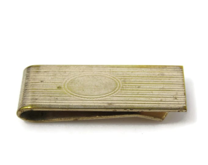 Small Grooved Tie Clip Bar Gold Tone Vintage Men's Jewelry Nice Design