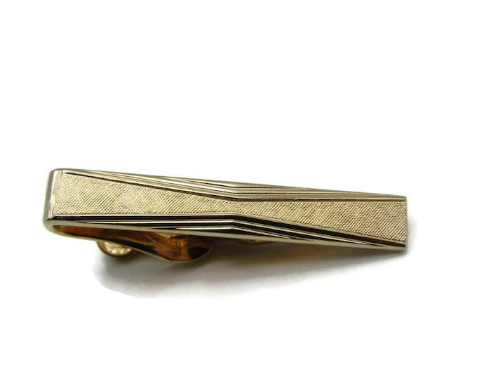 Inverted Triangle Design Brushed Finish Modernist Gold Tone Tie Clip Tie Bar Men's Jewelry