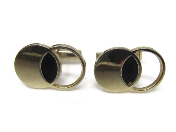 Vintage Gold Tone Interlocking Circles Cufflinks … - image 3