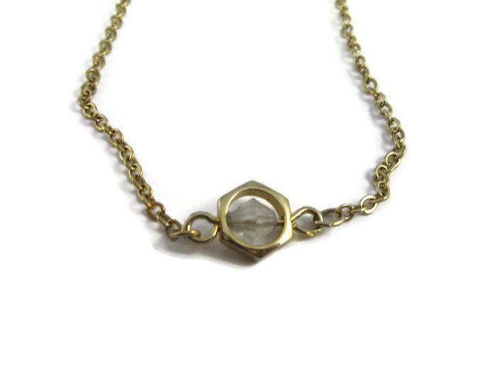 Vintage Men's Tie Collar Jewelry Hanging Chain Gold Tone Design