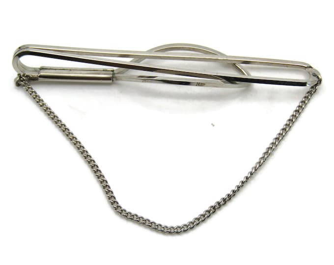 Open Body Chain Tie Clip Modern Industrial Tie Bar Men's Jewelry Silver Tone