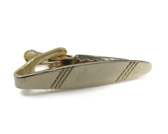 Diagonal Grooves Rounded Body Tie Clip Tie Bar: Vintage Gold Tone - Stand Out from the Crowd with Class