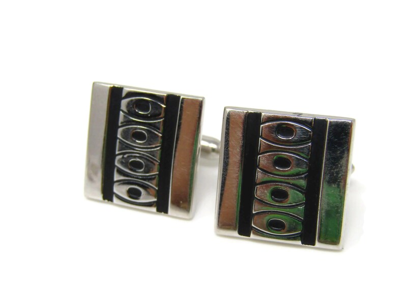 Black /& Silver Tone Cuff Links Cufflinks for Men Nice Design
