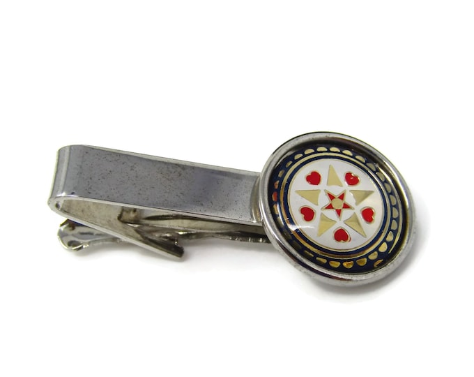 Vintage Tie Clip Tie Bar: Heart Flower Star Design
