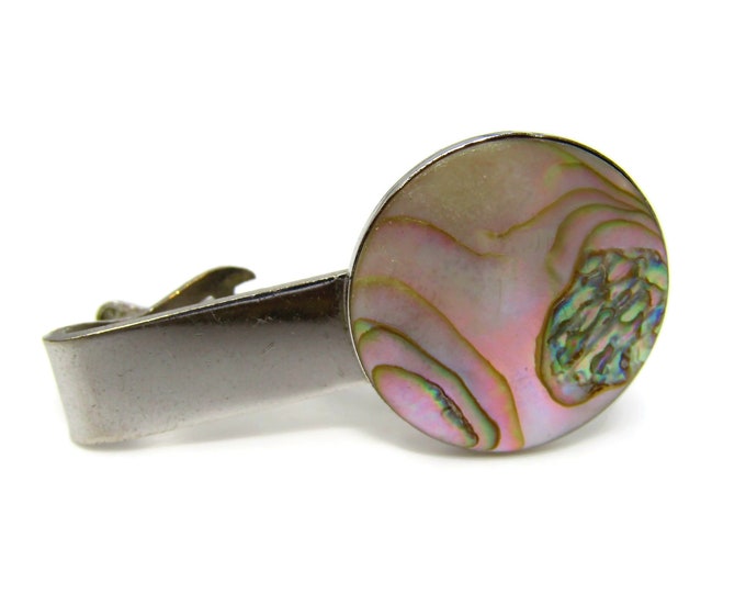 Abalone Mother of Pearl Tie Clip Tie Bar: Vintage Silver Tone - Stand Out from the Crowd with Class