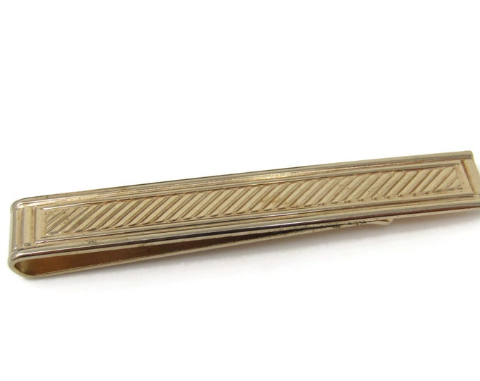 Nice Diagonal Grooves Tie Clip Tie Bar: Vintage Gold Tone - Stand Out from the Crowd with Class