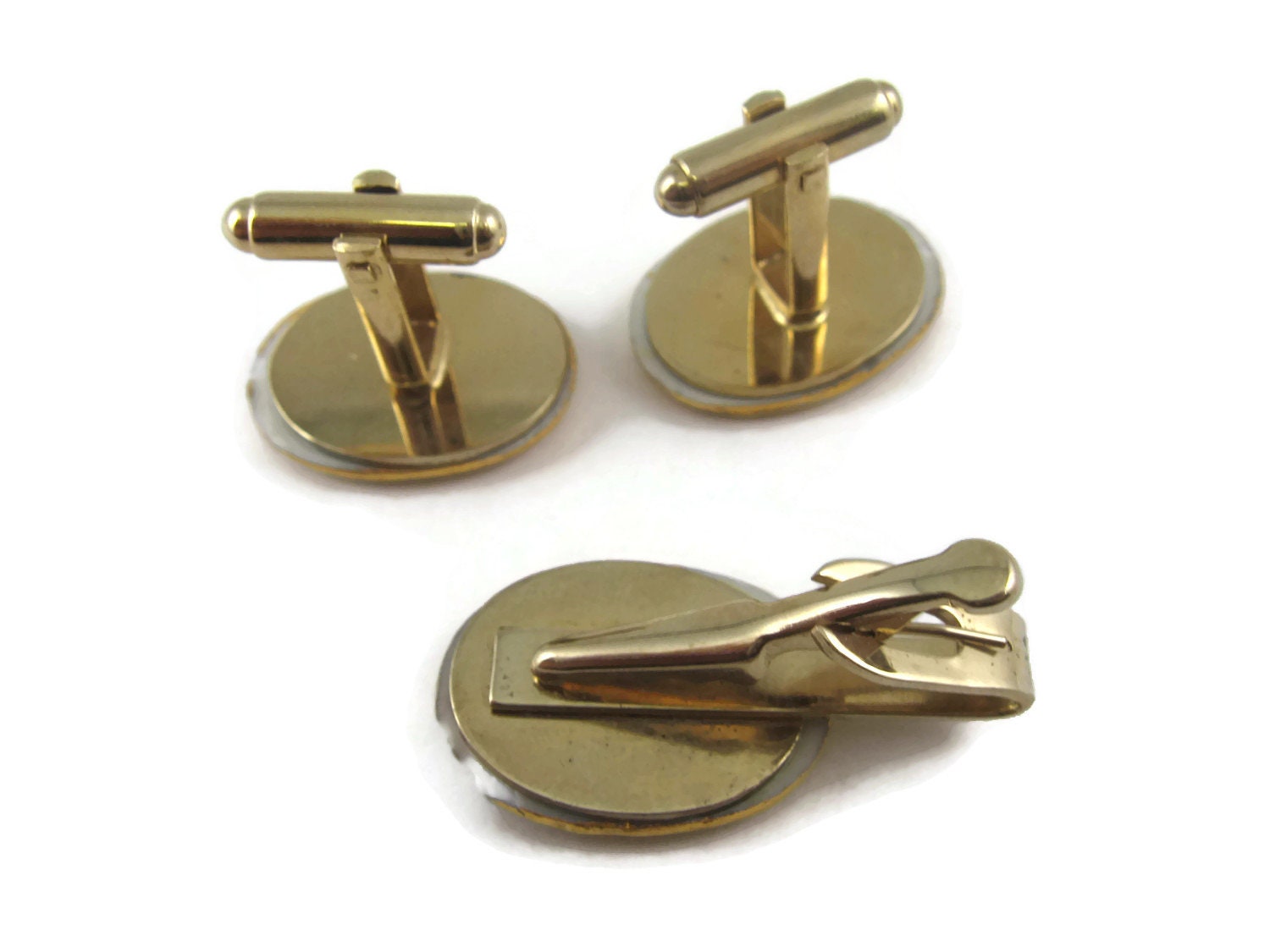 Obvious Metal Wear Nice Vintage Men/'s Jewelry Accessory Set Cufflinks Tie Bar Antique Carriage Automobile Sign