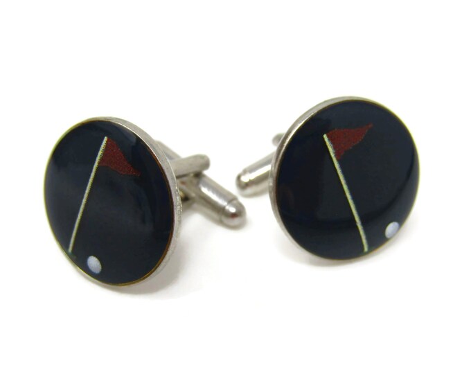 Golf Golfer Cufflinks for Men Vintage Classic Design Flag & Ball