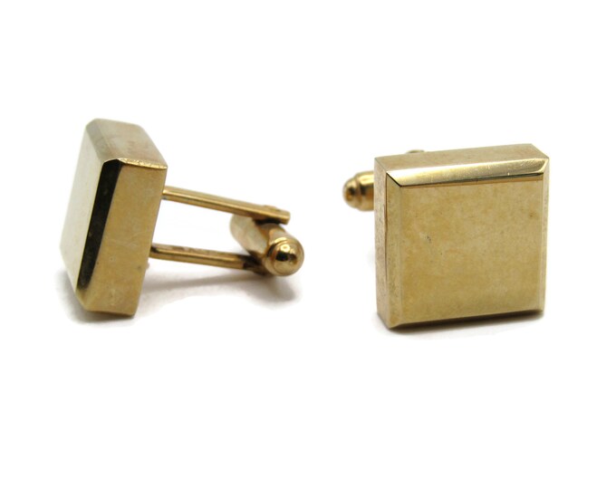 Square Block Cuff Links Men's Jewelry Gold Tone