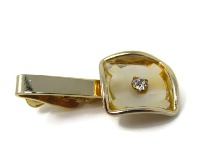 Clear Jewel Tie Clip Tie Bar: Vintage Gold Tone - Stand Out from the Crowd with Class