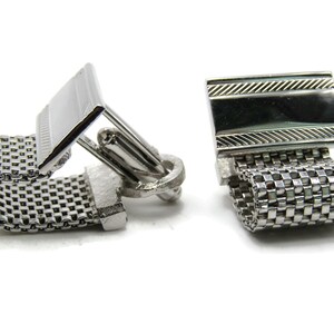 Horizontal Bars And Chain Cuff Links Men&#39;s Jewelry Silver Tone