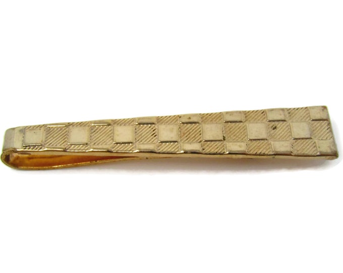 Vintage Tie Clip Tie Bar: Checkered Squares Nice Tapered Design