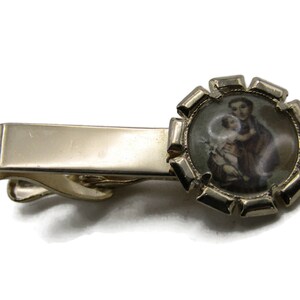 Religious Firgues Round Portrait Tie Clip Tie Bar Men&#39;s Jewelry Gold Tone
