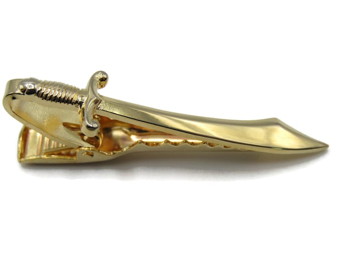 Sword Tie Bar Gold Tone Tie Clip Classic Modern Men's Jewelry