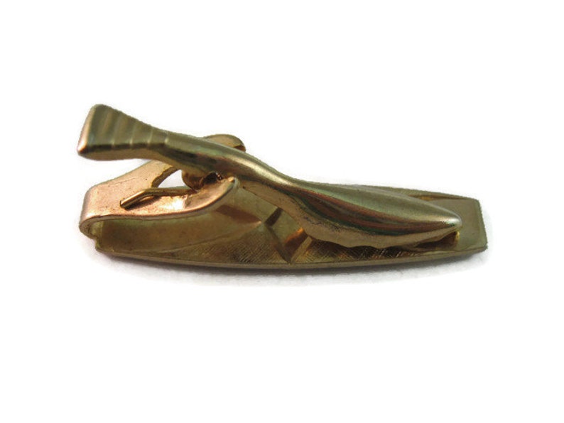 Vintage Men/'s Tie Bar Clip Jewelry Faded Gold Tone Diamond Shape Middle Design