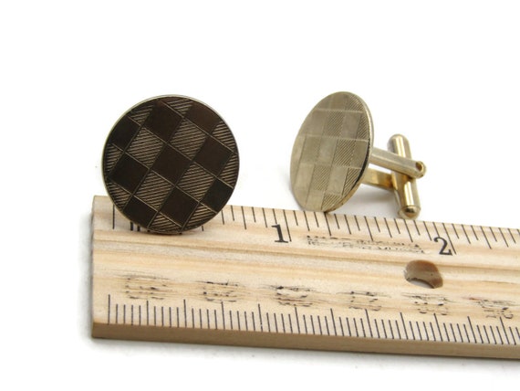 Square Patterned Circle Cuff Links Men's Jewelry … - image 4