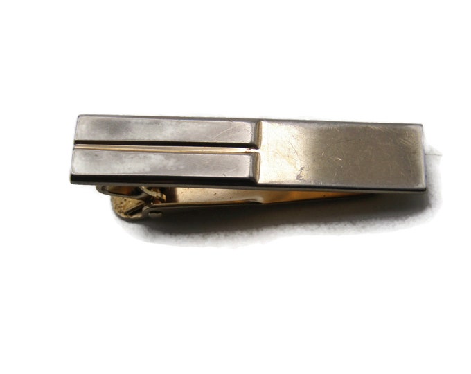 Two Bars Tie Clip Modernist Tie Bar Men's Jewelry Gold Tone