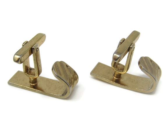 Ridged Curved Cufflinks for Men's Vintage Men's J… - image 3