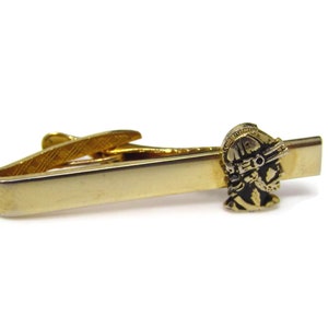 Vintage Tie Clip Tie Bar: Warrior Profile Excellent Helmet Design Gold Tone