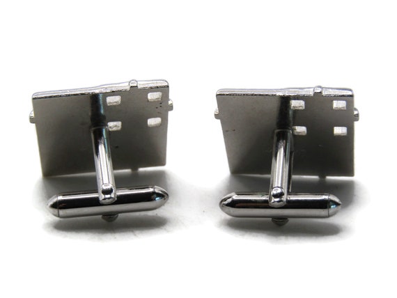 Square Cuff Links Black Stone Inlay Brushed Finis… - image 2